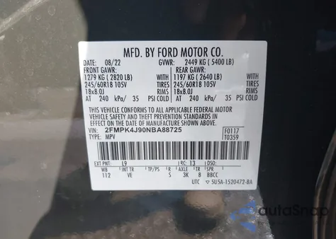 2022 Ford Edge Sel z USA, uszkodzony, nr VIN 2FMPK4J90NBA88725